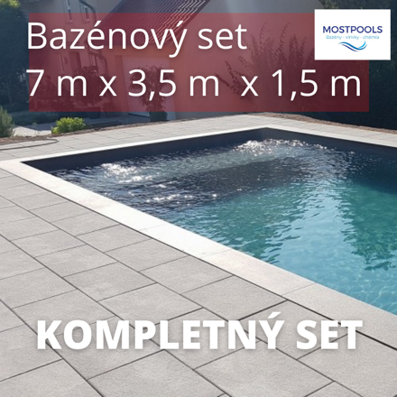 Bazénový set 7x3,5x1,5m, z polystyrénových tvárnic, kompletný set