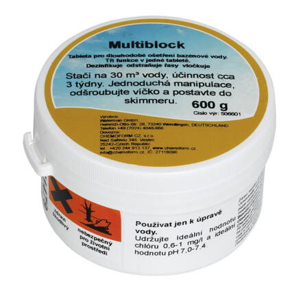 Multiblock 600g chlórová tableta pre väčšie bazény