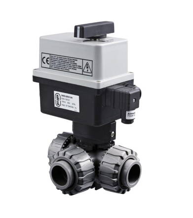Guľový elektrický trojcestný ventil z PVC 50 mm FIP-T