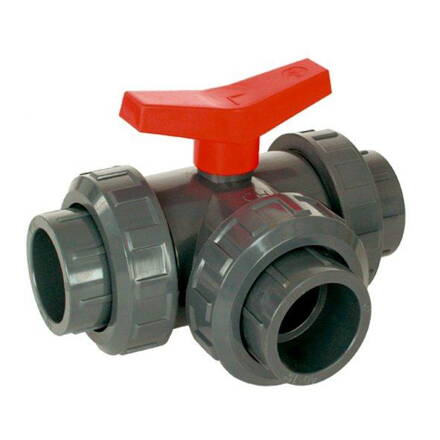 PVC guľový trojcestný ventil 40 mm L