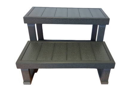 Vírivé schodíky - 2 stupne (šírka 63 cm) - drevo plast/hnedá farba