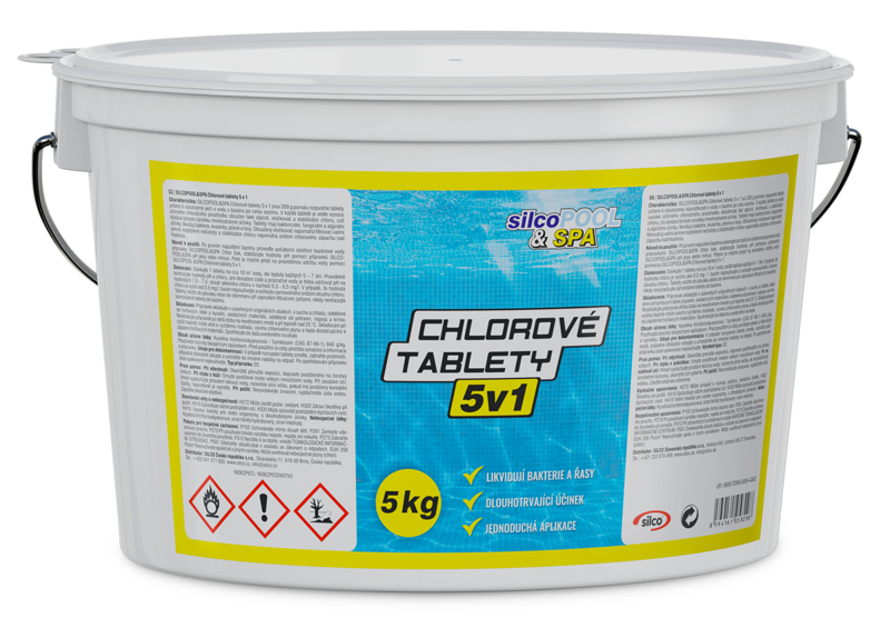 SILCO SILCOPOOL&SPA CHLOROVÉ TABLETY 5v1 kg: 5 SILCO SILCOPOOL&SPA CHLOROVÉ TABLETY 5v1 kg: 5