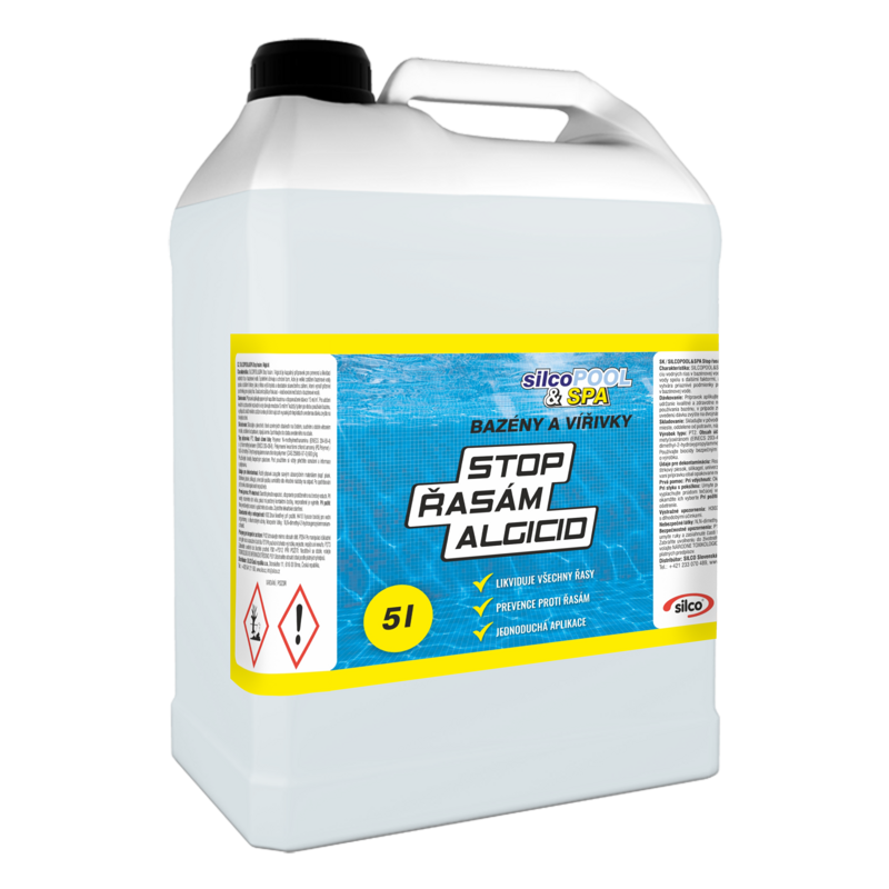 SILCO SILCOPOOL&SPA STOP RIASÁM/ ALGICID Objem: 5 l SILCO SILCOPOOL&SPA STOP RIASÁM/ ALGICID Objem: 5 l