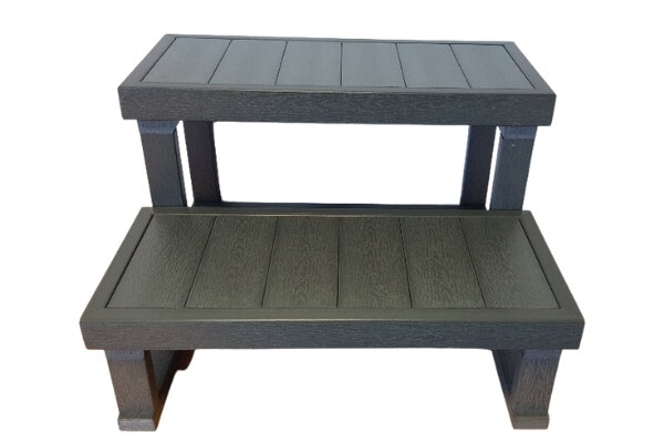 Vírivé schodíky - 2 stupne (šírka 63 cm) - drevo plast/hnedá farba Vírivé schodíky - 2 stupne (šírka 63 cm) - drevo plast/hnedá farba
